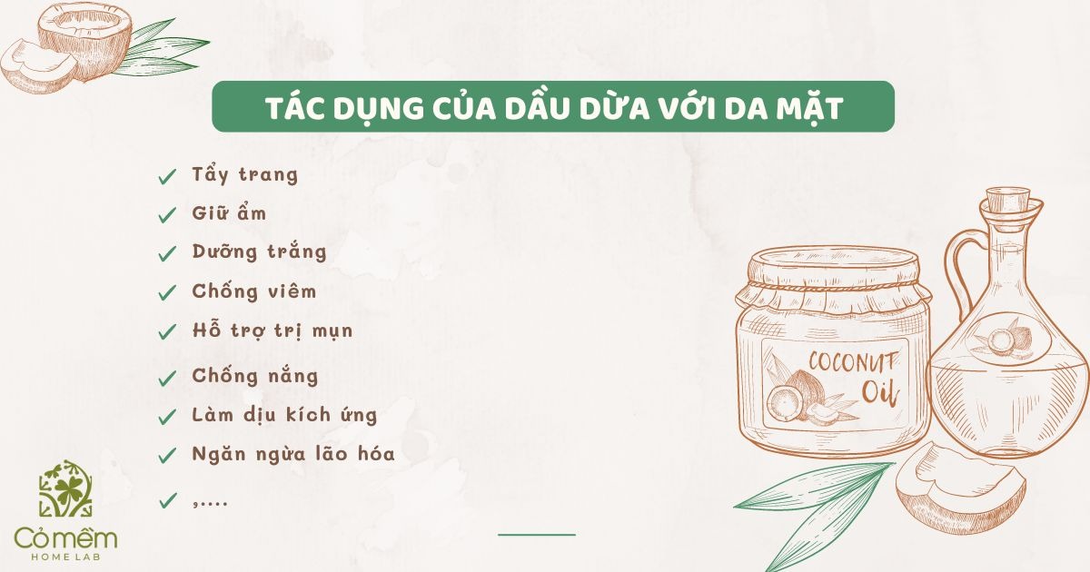 tác dụng của dầu dừa với da mặt