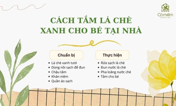 tắm lá chè xanh cho bé