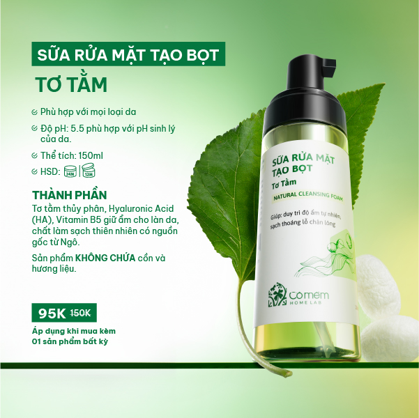 sữa rửa mặt tạo bọt tơ tằm