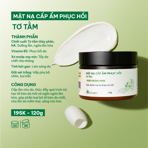 mặt nạ cấp ẩm phục hồi tơ tằm
