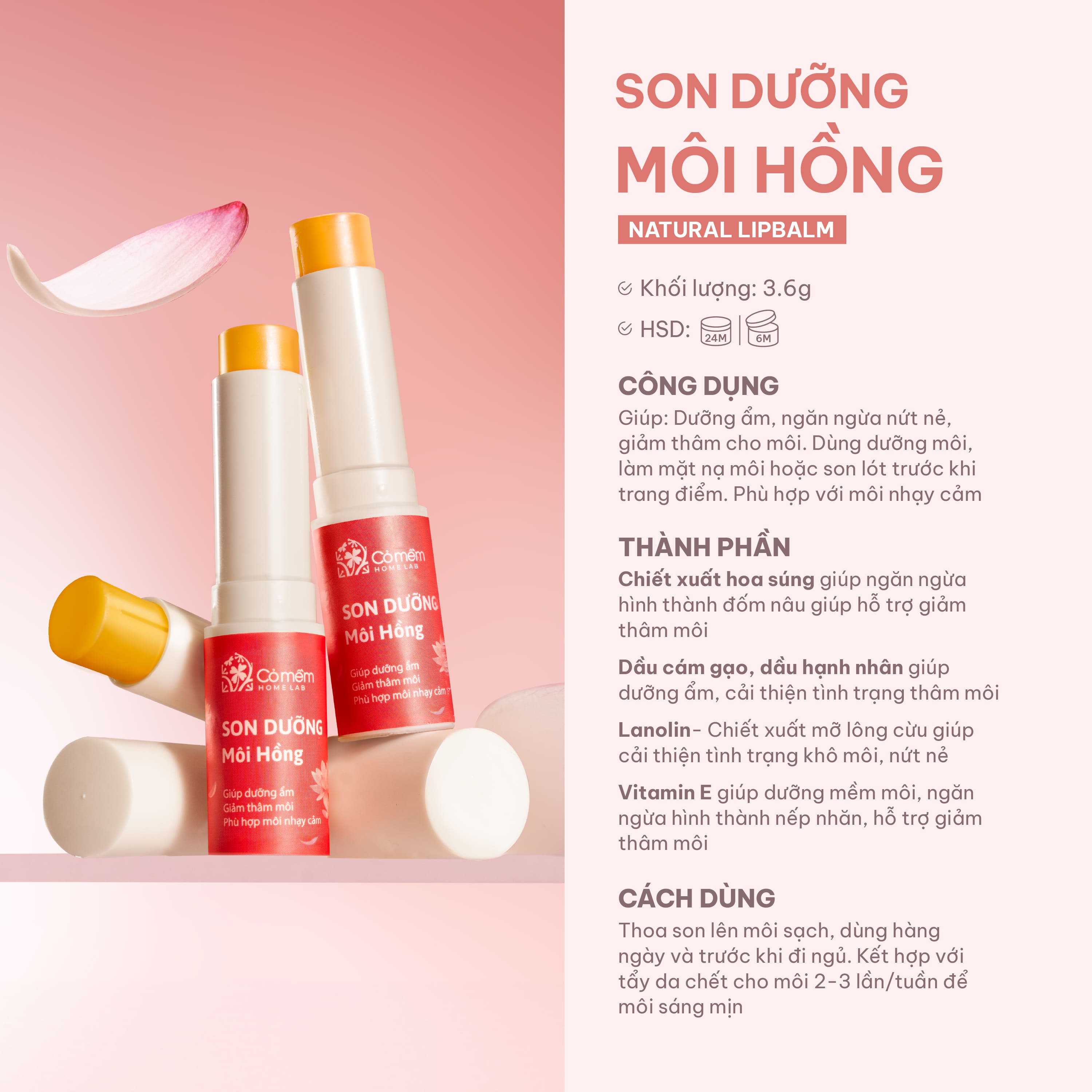 son dưỡng môi hồng