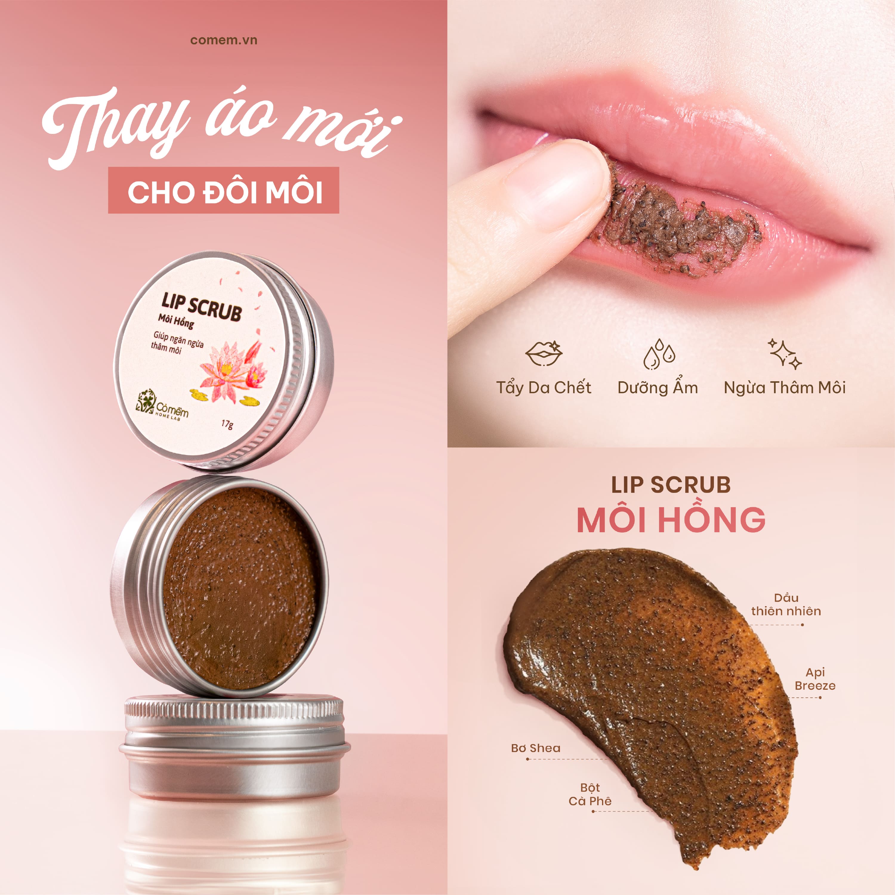 Tẩy da chết môi hồng