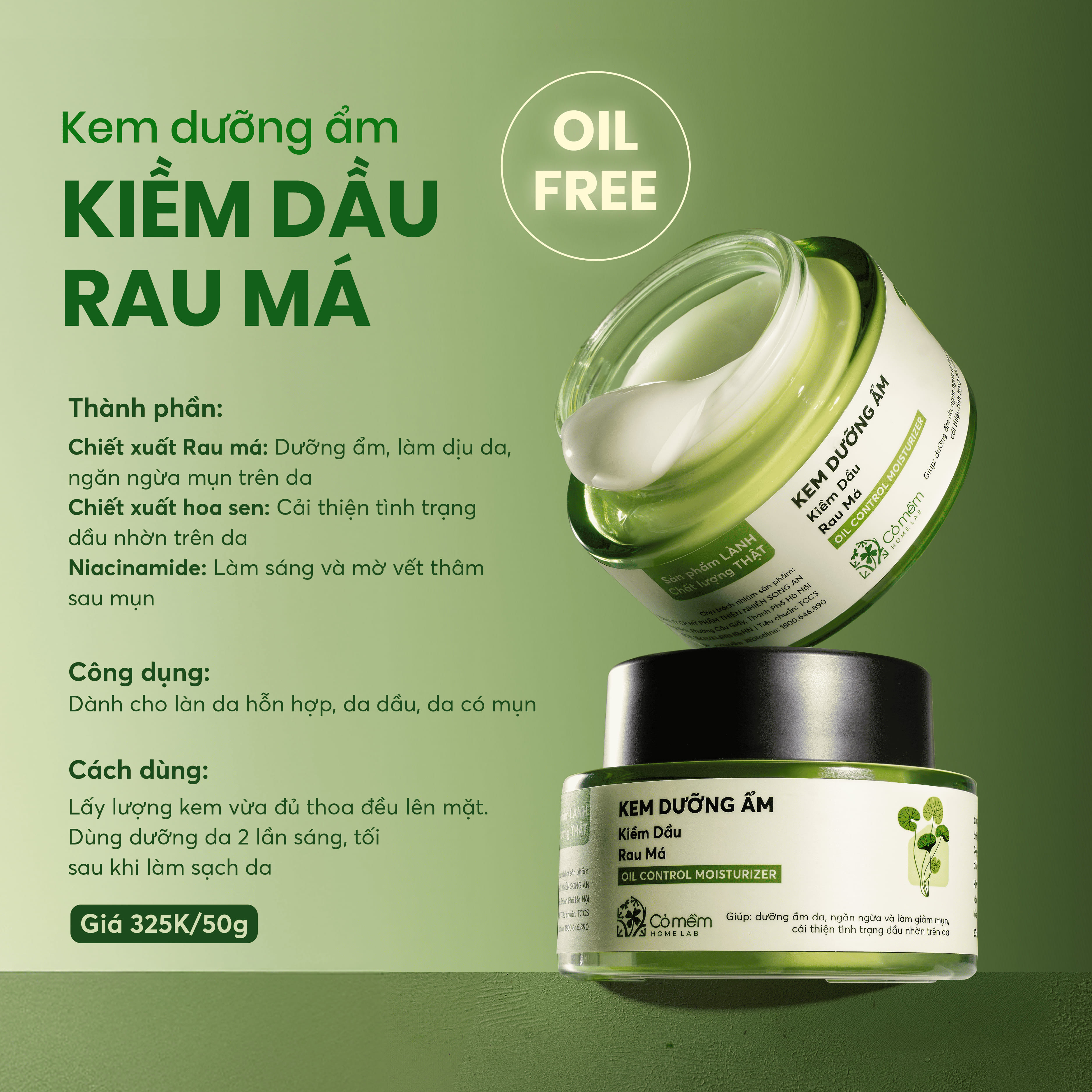 kem dưỡng ẩm rau má