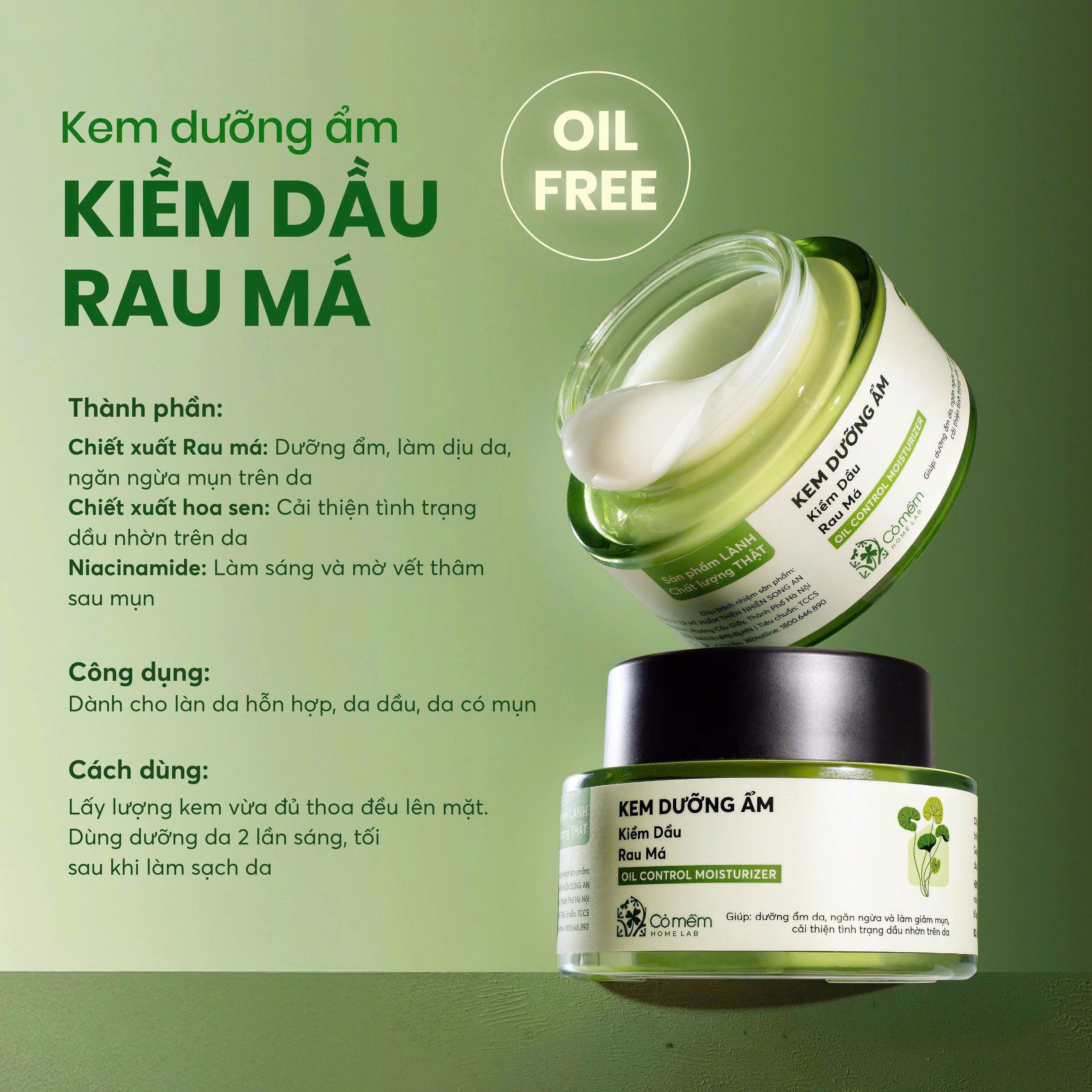 kem dưỡng ẩm rau má
