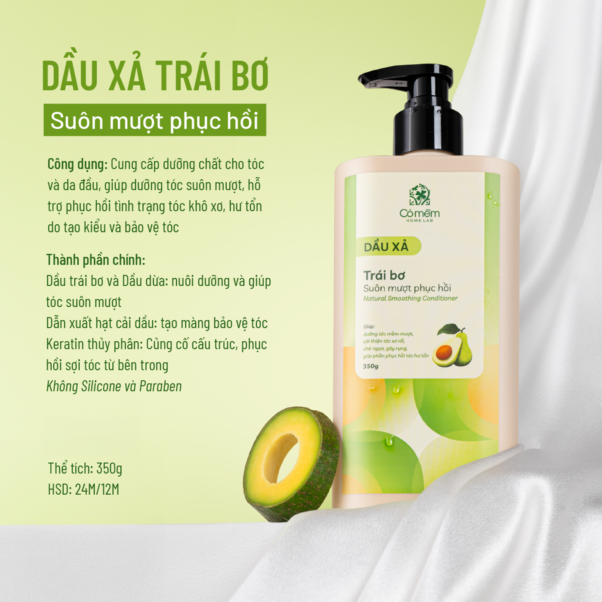 Dầu xả Trái bơ Suôn mượt Phục hồi