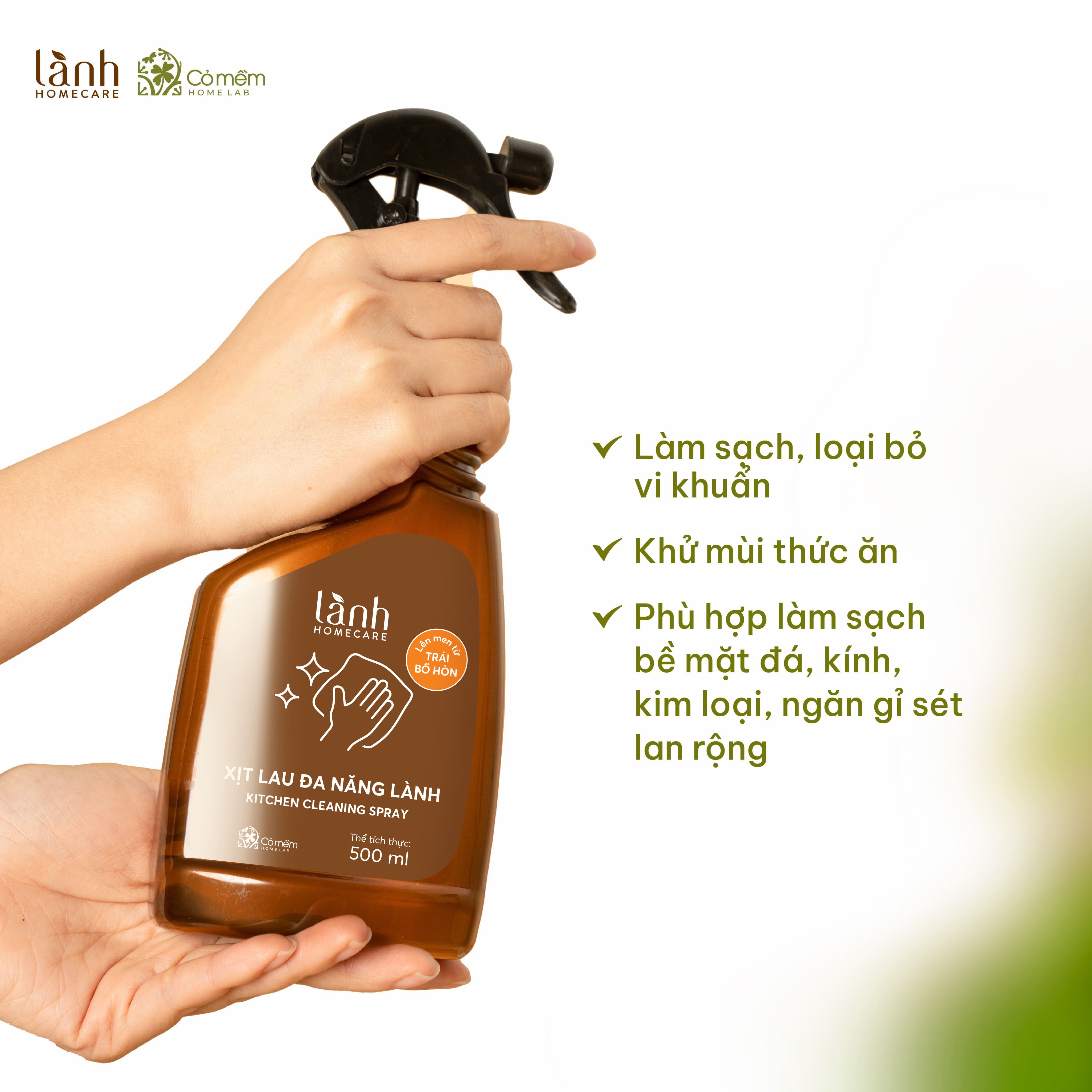 Nhiều c&ocirc;ng dụng của xịt lau b&agrave;n ăn Bồ H&ograve;n Men Gạo