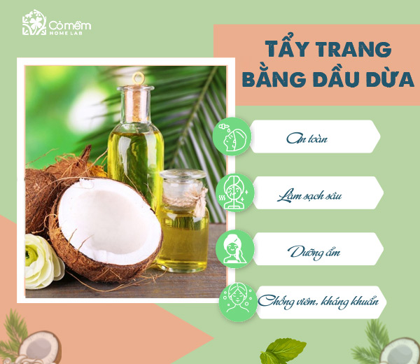 cách tẩy trang bằng dầu dừa