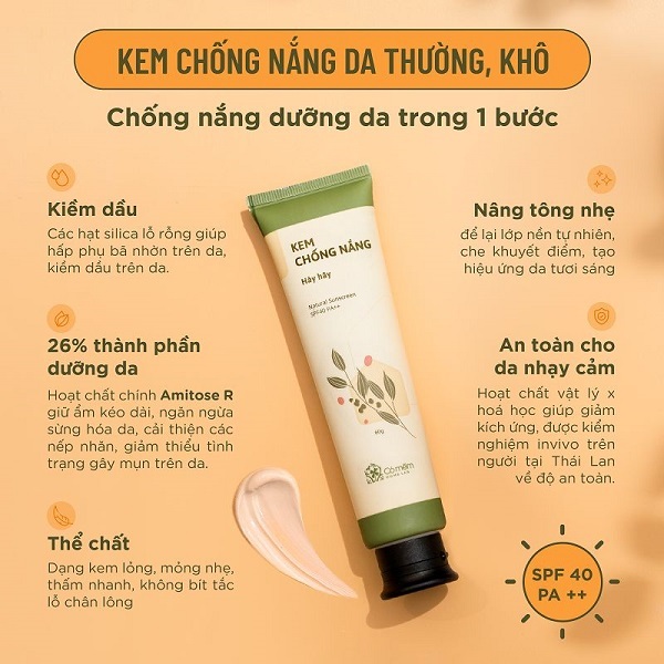 Kem Chống Nắng Hây Hây - Bổ sung AmitoseR dưỡng ẩm thiên nhiên