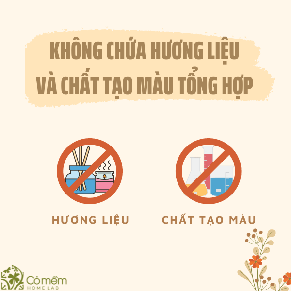 Không chứa hương liệu và chất tạo màu tổng hợp