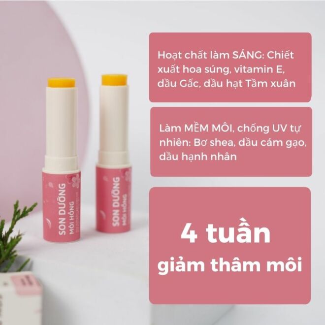 Son dưỡng Môi Hồng - Trị thâm, làm hồng môi vượt trội sau 4 tuần
