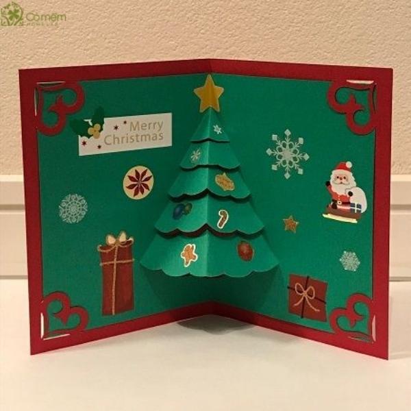 Thiệp Noel handmade 3D cây thông