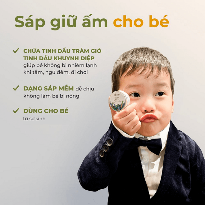 Sáp giữ ấm cho bé - Phòng cảm lạnh, cảm gió hiệu quả