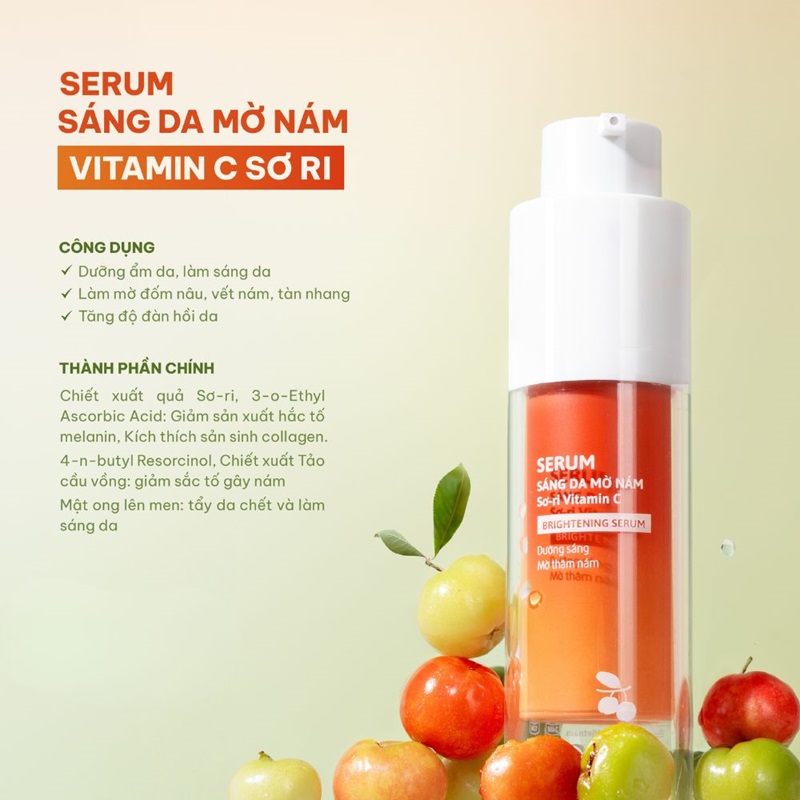 Combo Serum + Kem dưỡng sáng da mờ nám Sơ ri Vitamin C